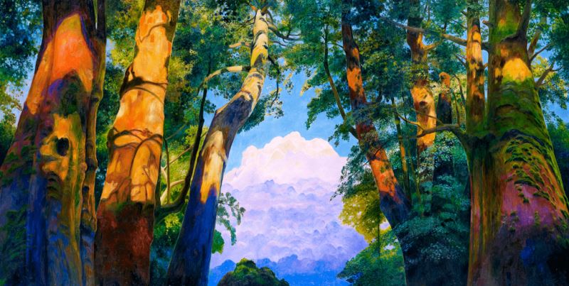 林惺嶽 台湾神木林の風雲歳月 2012 <br>油彩.キャンバス 334x654cm</br>