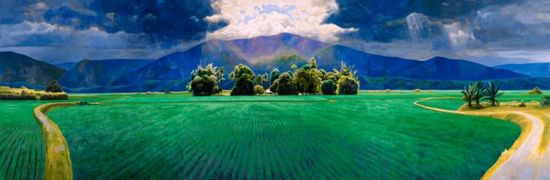 林惺嶽 天が花蓮を祝する 2010 <br>油彩.キャンバス 218x654cm</br>