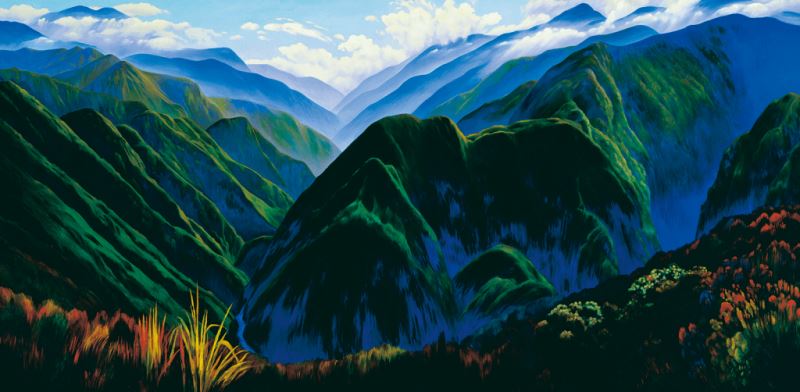 林惺嶽 横たわる大地 1998 <br>油彩.キャンバス 210x419cm</br>
