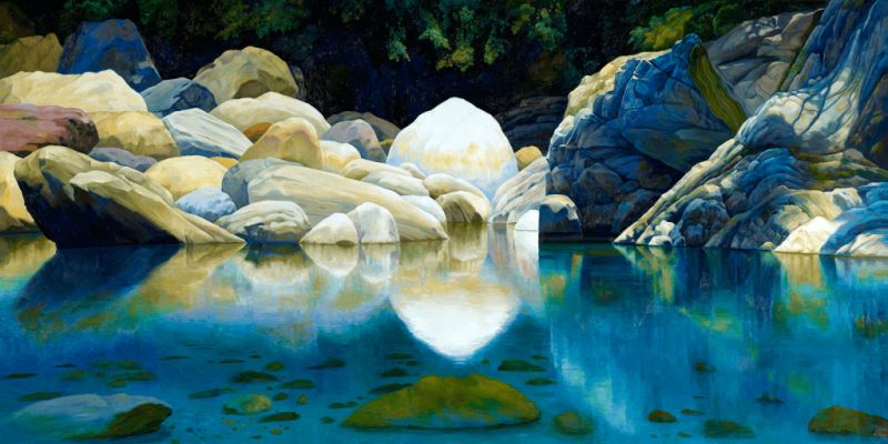 林惺嶽 静寂の谷 1986 <br>油彩.キャンバス 210x420cm</br>